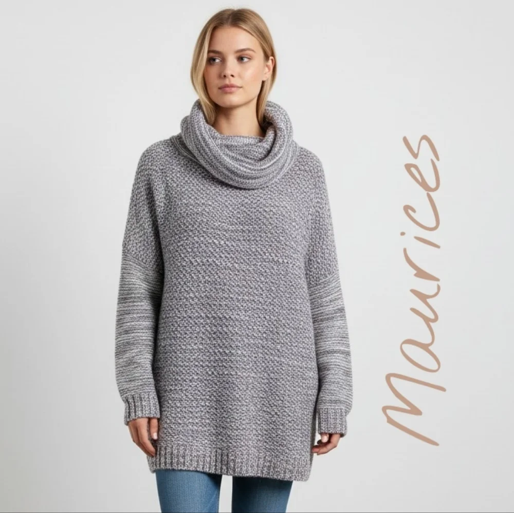 Maurices Women's Size Small Heathered Gray Cowl Neck Sweater